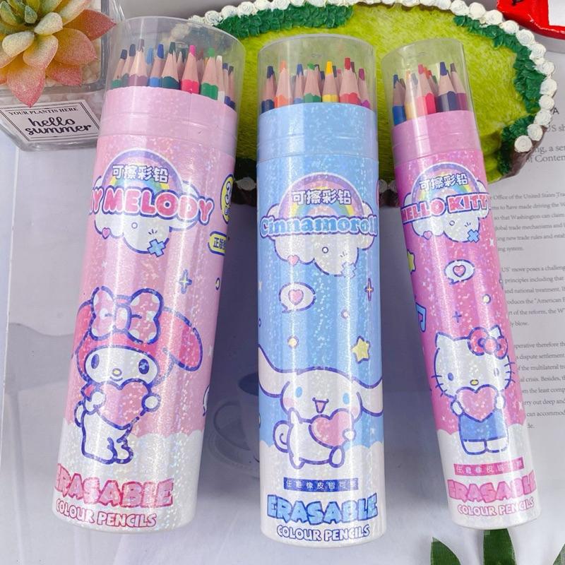 【台灣現貨🎁J&E比選物店】正版 三麗鷗 可擦 HB 色鉛筆 12色 24色 36色 彩色鉛筆 桶裝色鉛筆 畫筆 繪畫-細節圖3