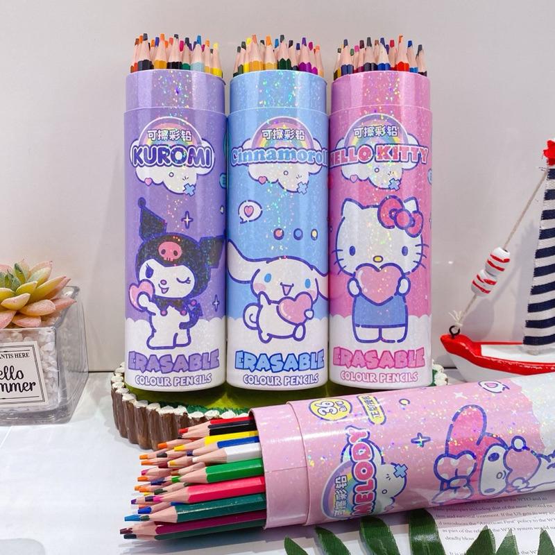 【台灣現貨🎁J&E比選物店】正版 三麗鷗 可擦 HB 色鉛筆 12色 24色 36色 彩色鉛筆 桶裝色鉛筆 畫筆 繪畫-細節圖4