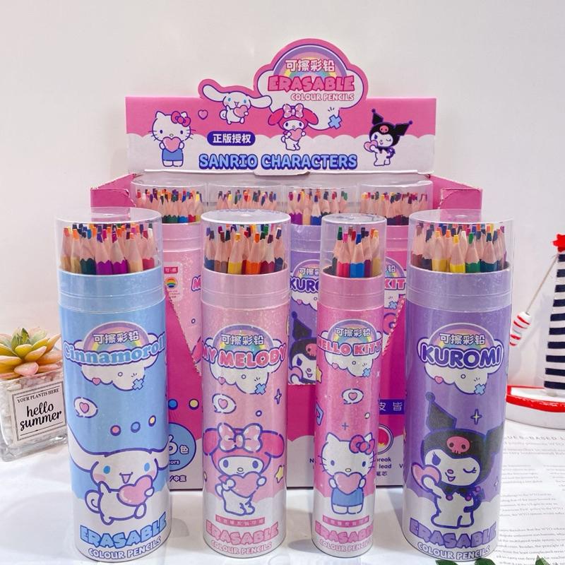 【台灣現貨🎁J&E比選物店】正版 三麗鷗 可擦 HB 色鉛筆 12色 24色 36色 彩色鉛筆 桶裝色鉛筆 畫筆 繪畫-細節圖5