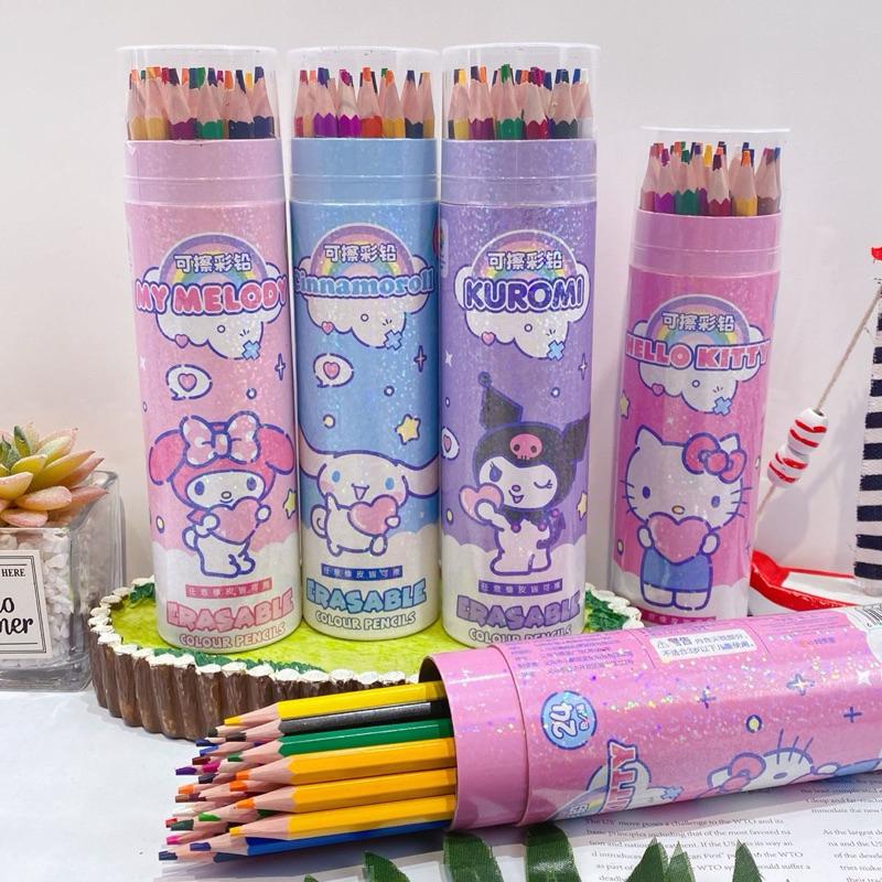 【台灣現貨🎁J&E比選物店】正版 三麗鷗 可擦 HB 色鉛筆 12色 24色 36色 彩色鉛筆 桶裝色鉛筆 畫筆 繪畫-細節圖6