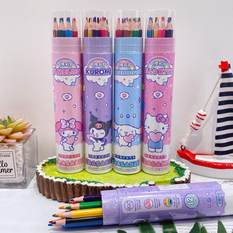 【台灣現貨🎁J&E比選物店】正版 三麗鷗 可擦 HB 色鉛筆 12色 24色 36色 彩色鉛筆 桶裝色鉛筆 畫筆 繪畫-細節圖8