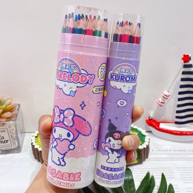 【台灣現貨🎁J&E比選物店】正版 三麗鷗 可擦 HB 色鉛筆 12色 24色 36色 彩色鉛筆 桶裝色鉛筆 畫筆 繪畫-細節圖9