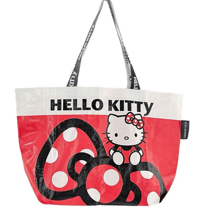 【台灣現貨🎁J&E比選物店】正版 三麗鷗 編織 購物袋 手提袋 摺疊 便攜 單肩包 包包 收納袋-細節圖2