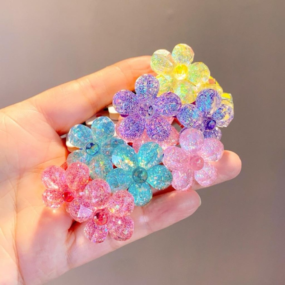 【台灣現貨🎁J&E比選物店】 可愛 花朵 女寶髮圈 閃亮 精緻 亮片 小少女風格 髮圈 髮繩 髮飾-細節圖3
