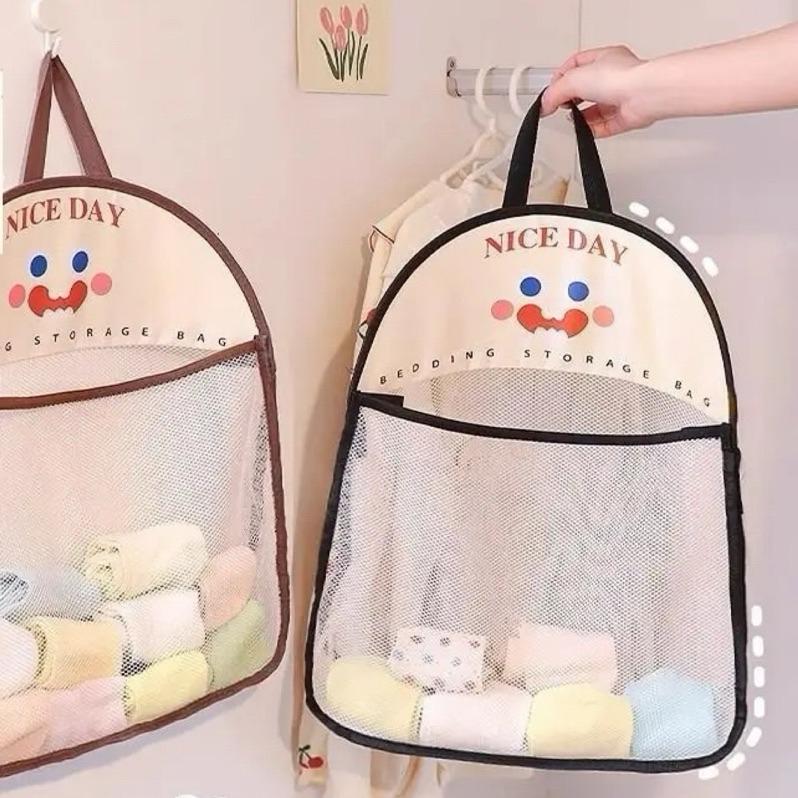 【台灣現貨🎁J&E比選物店】懸掛式 透氣網孔 收納袋 置物袋 衣物袋 襪子收納 內衣收納 透氣收納袋 衣櫥收納 洗衣袋-細節圖4