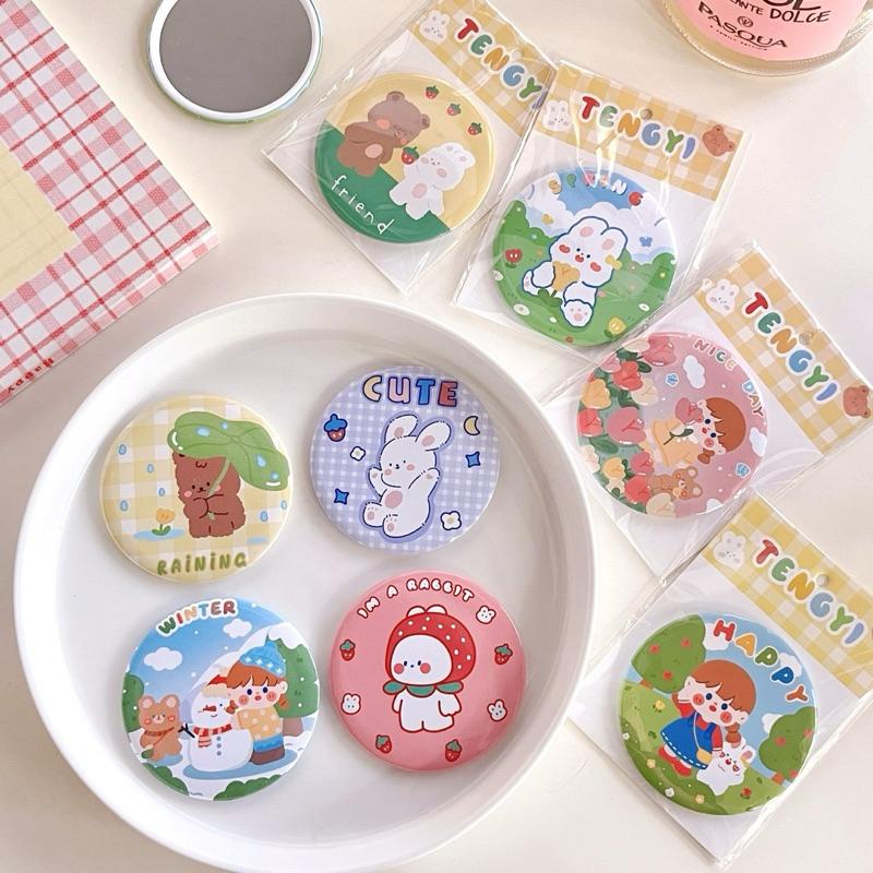 【台灣現貨🎁J&E比選物店】 小鏡子 可愛卡通 可攜式鏡子 化妝鏡 鏡子-細節圖3