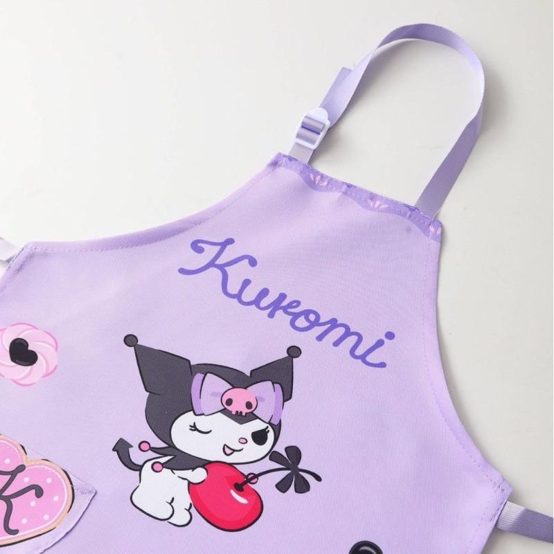 【台灣現貨🎁J&E比選物店】正版 三麗鷗 兒童圍裙 圍裙 口袋設計 透氣 防污 防髒 畫畫圍裙 烘培圍裙 庫洛米 美樂蒂-細節圖3
