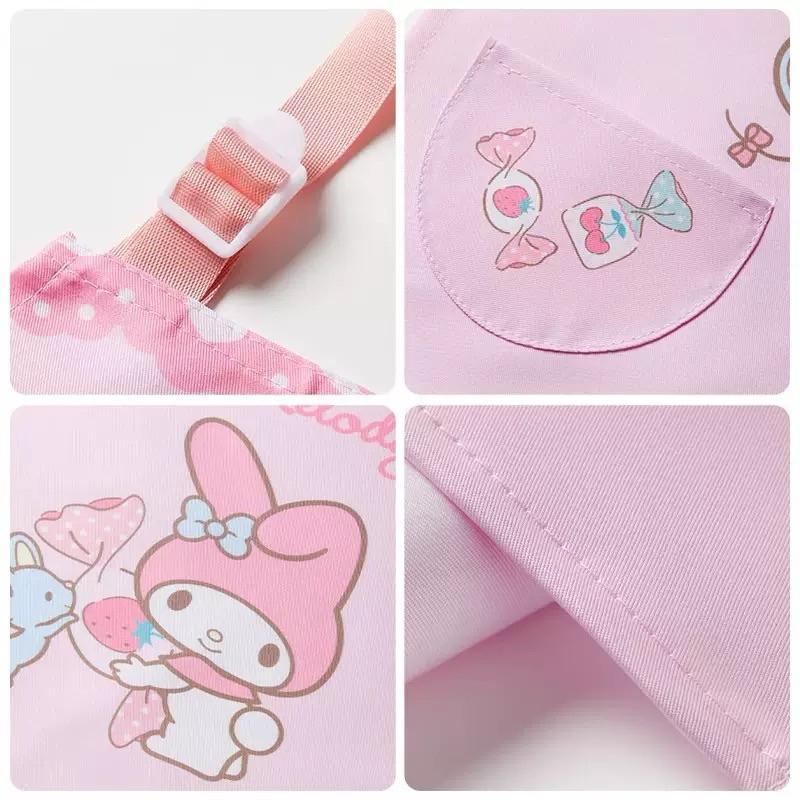 【台灣現貨🎁J&E比選物店】正版 三麗鷗 兒童圍裙 圍裙 口袋設計 透氣 防污 防髒 畫畫圍裙 烘培圍裙 庫洛米 美樂蒂-細節圖5