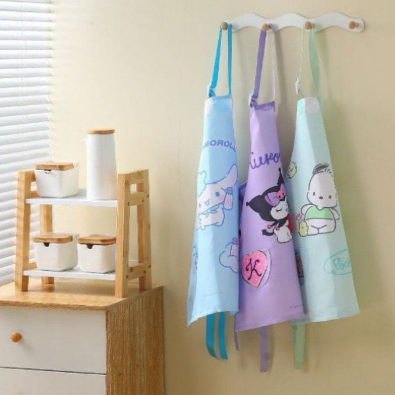 【台灣現貨🎁J&E比選物店】正版 三麗鷗 兒童圍裙 圍裙 口袋設計 透氣 防污 防髒 畫畫圍裙 烘培圍裙 庫洛米 美樂蒂-細節圖7