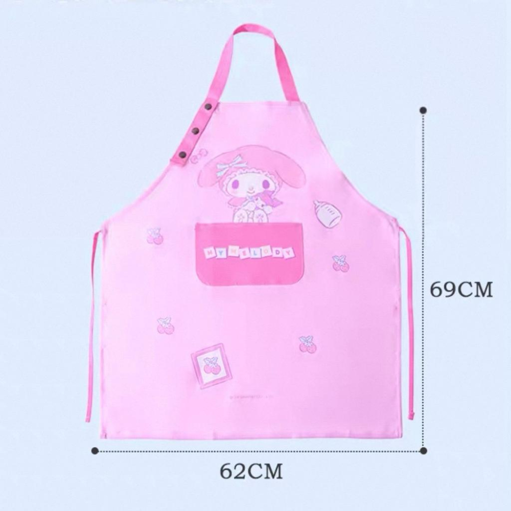 【台灣現貨🎁J&E比選物店】正版 三麗鷗 兒童圍裙 圍裙 口袋設計 透氣 防污 防髒 畫畫圍裙 烘培圍裙 庫洛米 美樂蒂-細節圖8