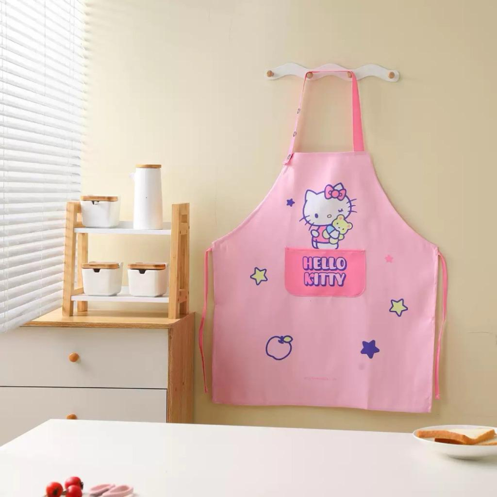 【台灣現貨🎁J&E比選物店】正版 三麗鷗 兒童圍裙 圍裙 口袋設計 透氣 防污 防髒 畫畫圍裙 烘培圍裙 庫洛米 美樂蒂-細節圖9