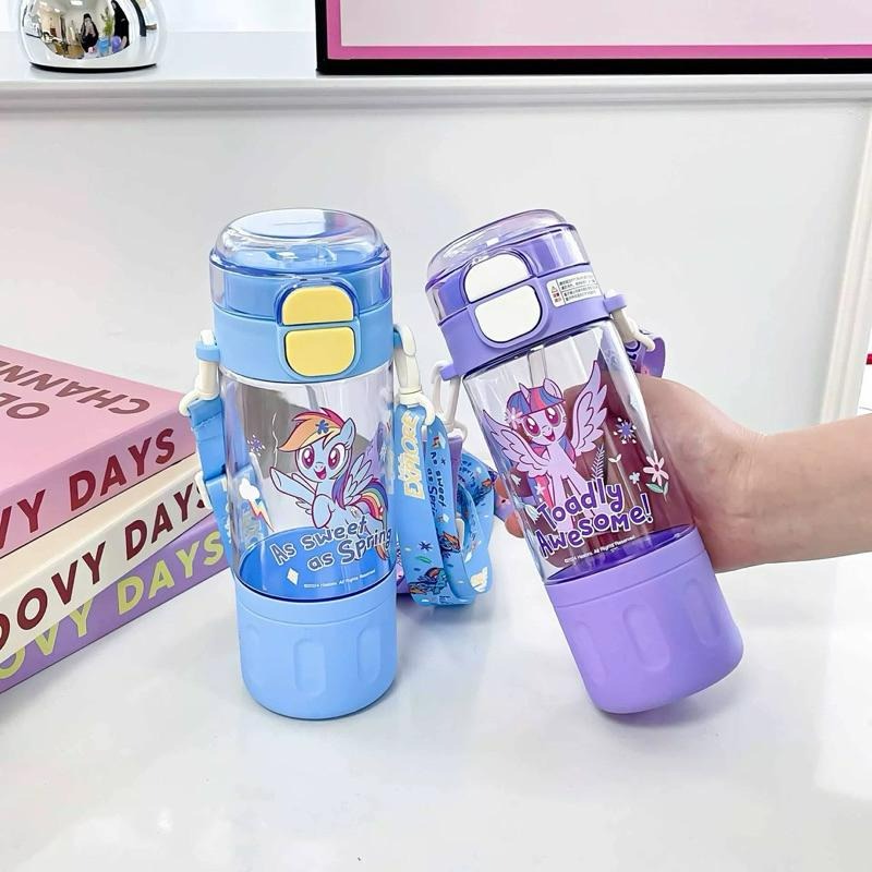 【台灣現貨🎁J&E比選物店】正版 小馬寶莉 580mL 背帶款 Tritan 雙飲式水壺 直飲 吸管 雙飲 水杯 水壺-細節圖6