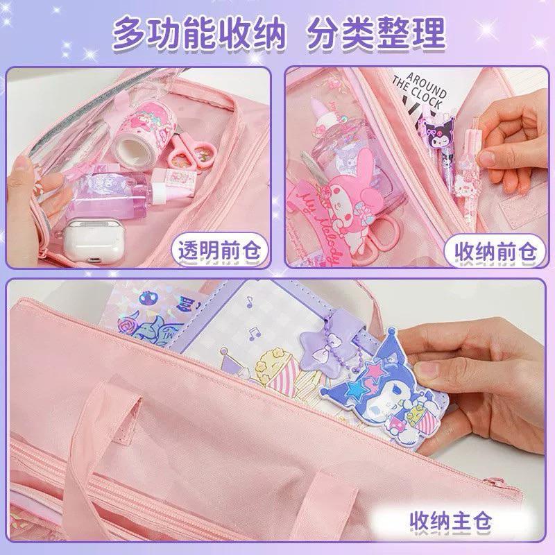 【台灣現貨🎁J&E比選物店】正版 三麗鷗 橫式 補習袋 大容量 帆布袋 文件袋 手提書包 手提袋 包包 提袋 手拎書包-細節圖7