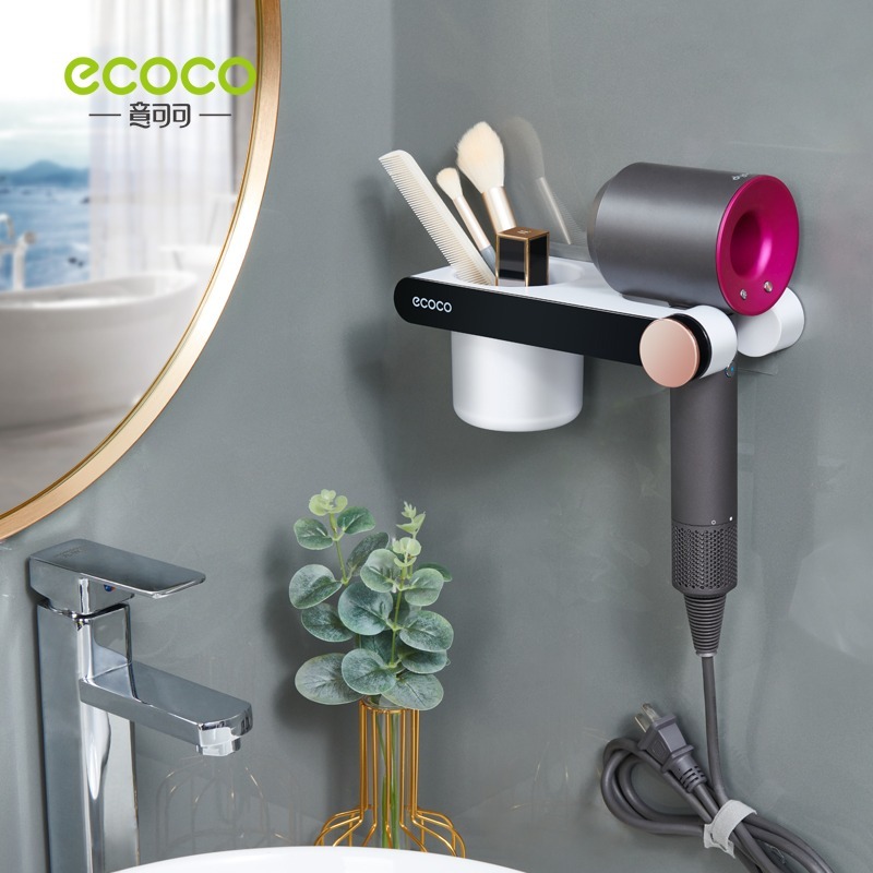 ECOCO意可可 簡約吹風機架 吹風機架 吹風機桶收納置物架 免打孔壁掛 浴室吹風機架 置物架 大款 小款 吹風機收納-細節圖8