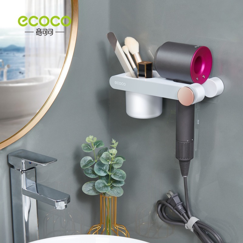 ECOCO意可可 簡約吹風機架 吹風機架 吹風機桶收納置物架 免打孔壁掛 浴室吹風機架 置物架 大款 小款 吹風機收納-細節圖10