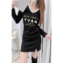 ♥️ AMY DRESS ♥️ 🎎韓國🎎 230153 正韓 雙層V領繡字長袖洋裝-規格圖10