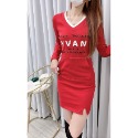 ♥️ AMY DRESS ♥️ 🎎韓國🎎 230153 正韓 雙層V領繡字長袖洋裝-規格圖10