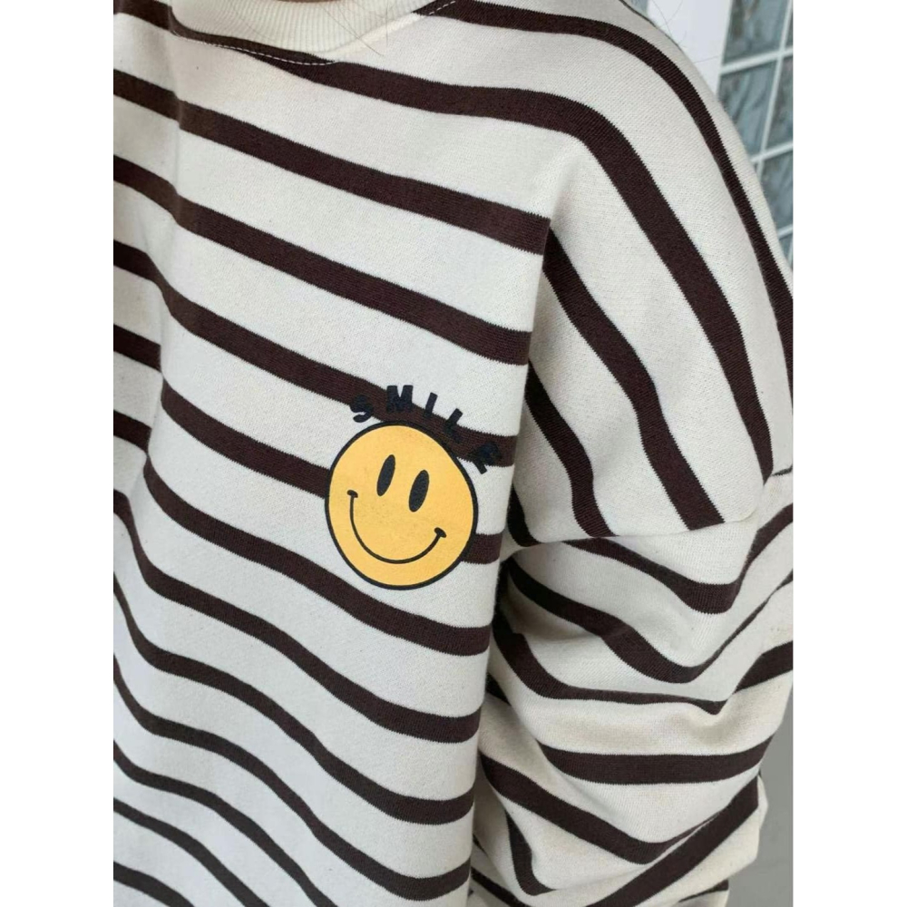 ♥️ AMY DRESS ♥️ 🎎韓國🎎 084-010609 正韓 微笑條紋內刷毛長袖上衣-細節圖6