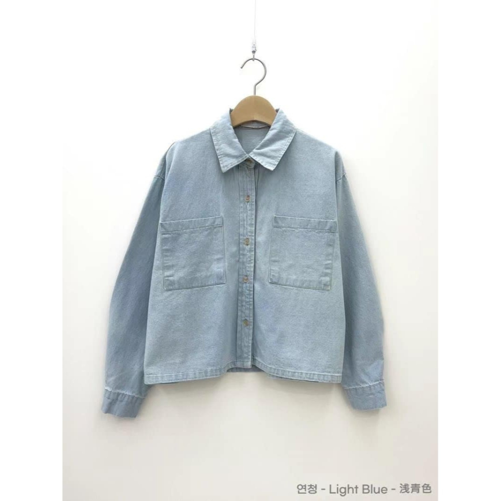 ♥️ AMY DRESS ♥️ 🎎韓國🎎 528-021802 正韓 雙口袋牛仔長袖襯衫 / 防曬外套-細節圖10