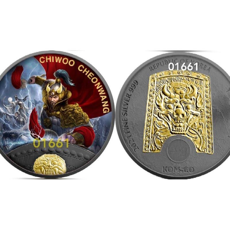 現貨款限量250枚黑釕鍍金夜光銀幣~韓國戰神銀幣一盎司，韓國銀幣，銀幣，幣，銀幣，錢幣~韓國戰神銀幣一盎司-細節圖2