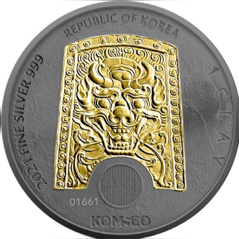 現貨款限量250枚黑釕鍍金夜光銀幣~韓國戰神銀幣一盎司，韓國銀幣，銀幣，幣，銀幣，錢幣~韓國戰神銀幣一盎司-細節圖6
