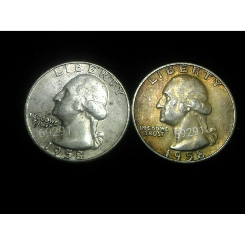 1958美國25美分銀幣，美國25美分硬幣，美國銀幣，銀幣，收藏錢幣，錢幣，幣，紀念幣~1958年美國25美分硬幣單枚價-細節圖3