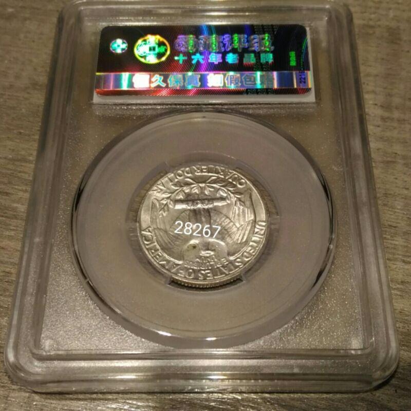 1964美國25美分銀幣鑑定幣，美國25美分硬幣，美國銀幣，銀幣，收藏錢幣，錢幣，幣，紀念幣~1964年美國25美分硬幣-細節圖2