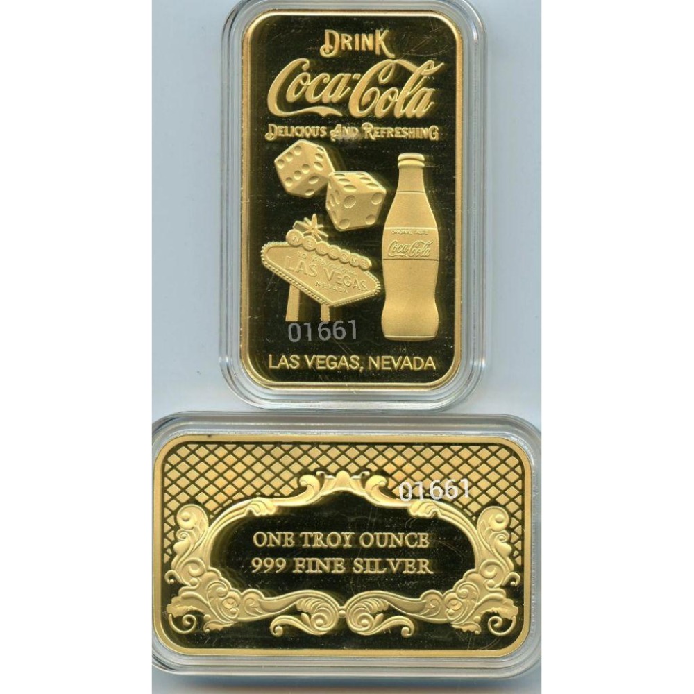 單枚價～可口可樂鍍金銀條一盎司-細節圖9