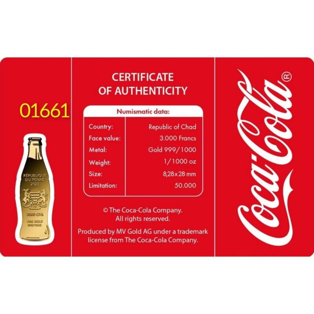 可口可樂金條1／1000盎司-細節圖3