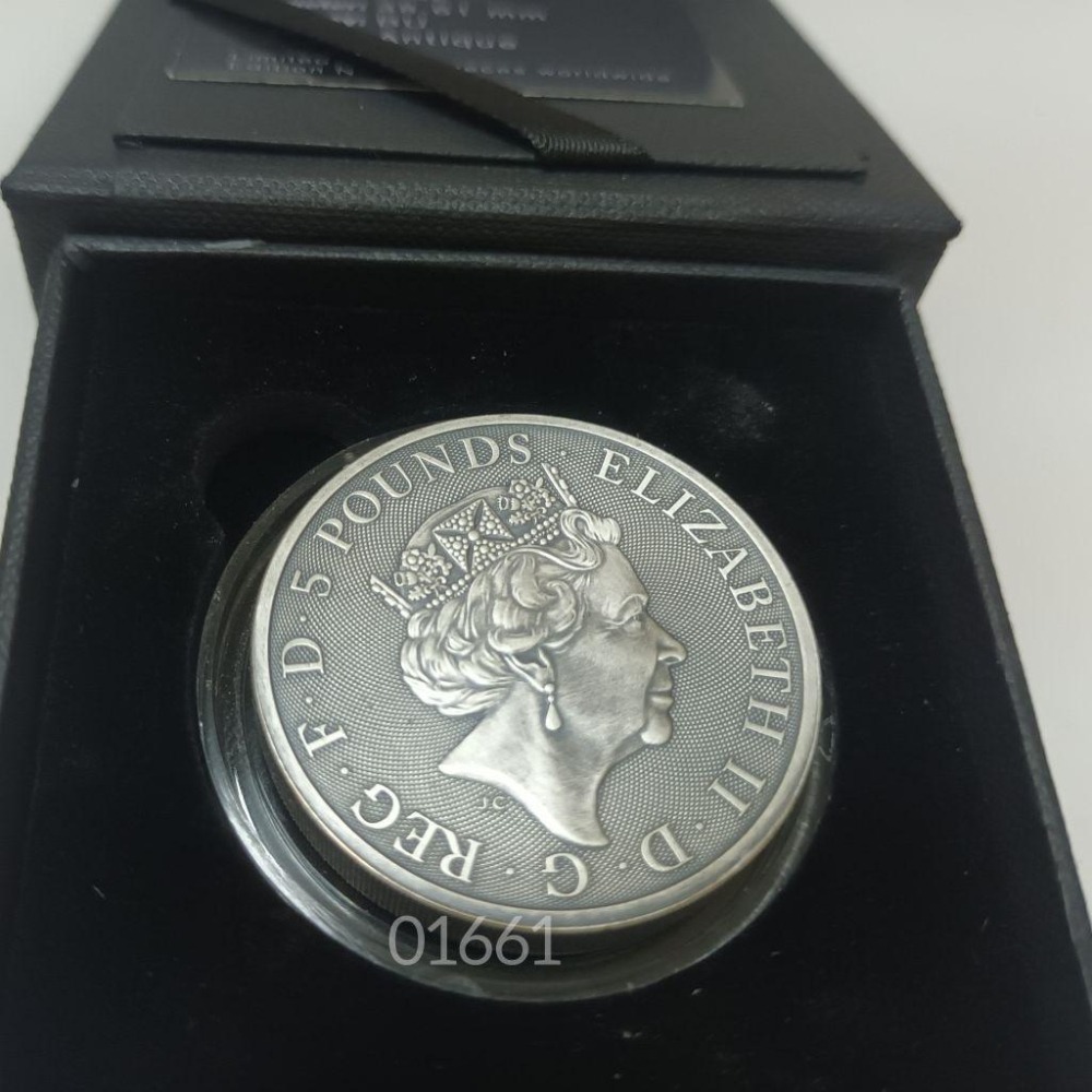 英格蘭獅仿古銀幣2盎司，英女王神獸銀幣，銀幣-細節圖3