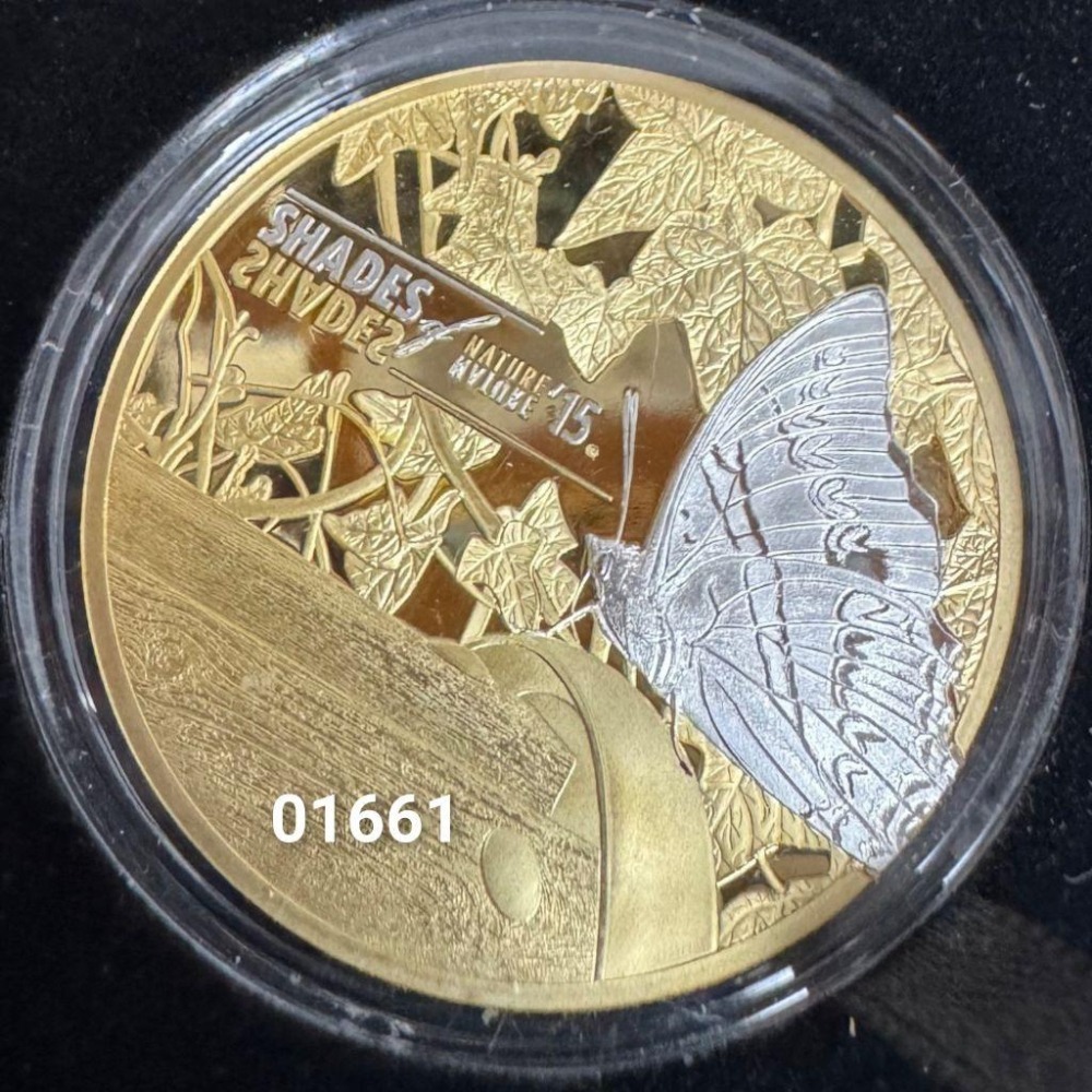 庫克群島自然絕色精鑄蝴蝶鍍金銀幣25公克-細節圖2
