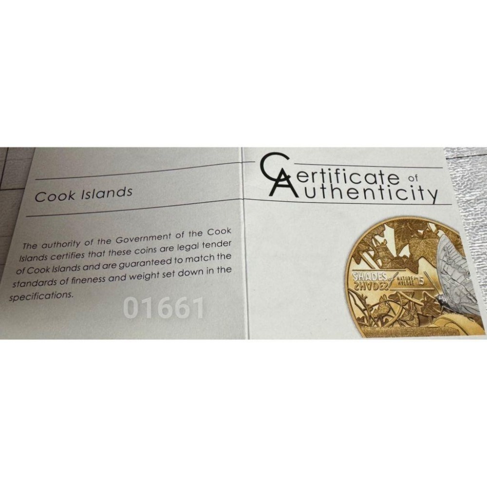 庫克群島自然絕色精鑄蝴蝶鍍金銀幣25公克-細節圖5