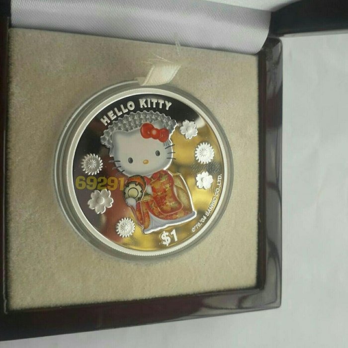 全台唯一~kitty純銀銀幣一盎司，凱蒂貓銀幣，kitty銀幣，銀幣，紀念幣，幣~kitty銀幣一盎司~30週年銀幣-細節圖2