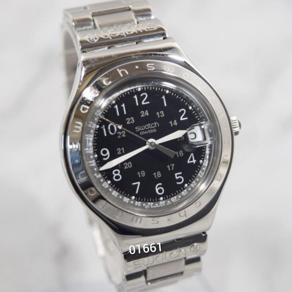 售2500元～swatch不銹鋼手錶~已換新電池功能正常，swatch，錶，手錶，時尚錶，男錶，鐘錶~swatch手錶-細節圖3