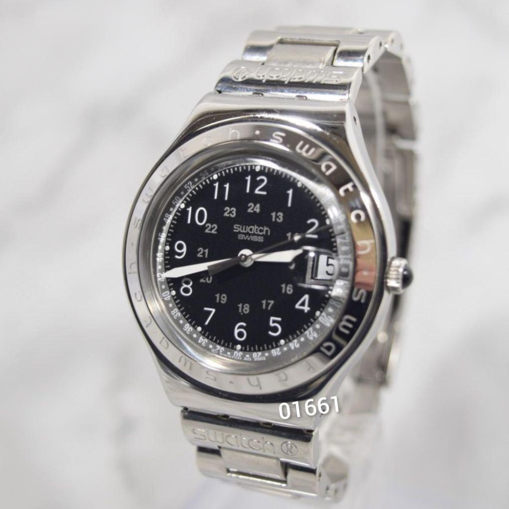 售2500元～swatch不銹鋼手錶~已換新電池功能正常，swatch，錶，手錶，時尚錶，男錶，鐘錶~swatch手錶-細節圖8