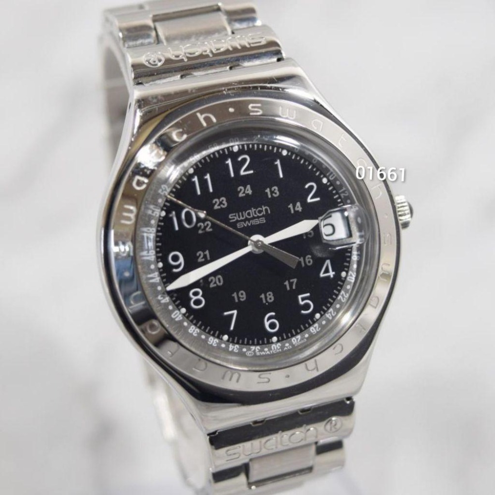 售2500元～swatch不銹鋼手錶~已換新電池功能正常，swatch，錶，手錶，時尚錶，男錶，鐘錶~swatch手錶-細節圖9