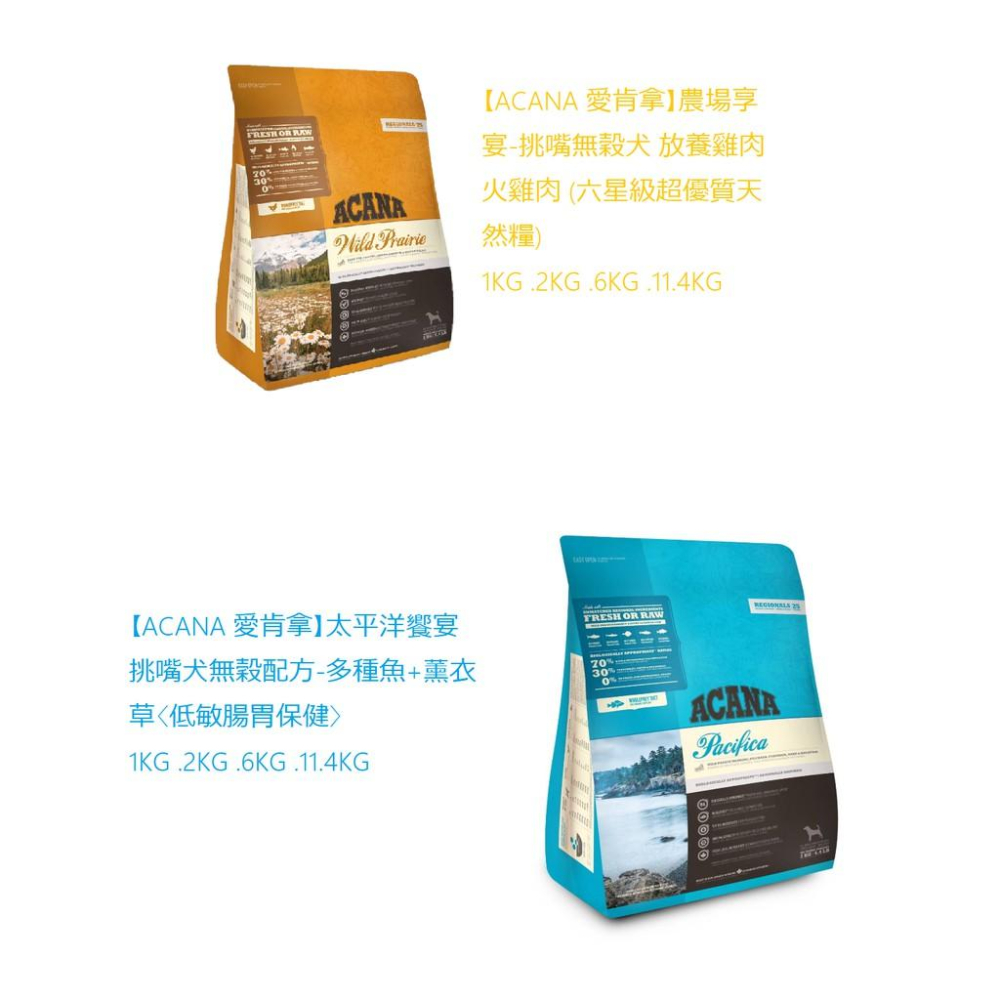 肉球雜貨舖 ACANA愛肯拿  無穀犬糧 無穀糧 無穀狗飼料 狗飼料 狗食 狗主食 加拿大天然糧ACANA幼犬成犬老犬-細節圖4