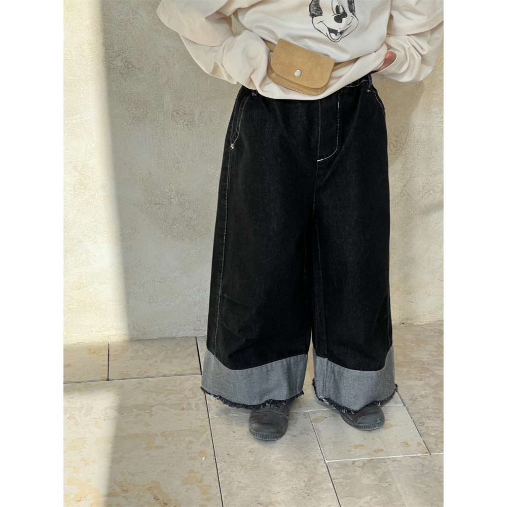 直筒拼接牛仔褲S502213-細節圖2