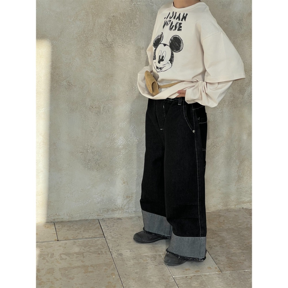 直筒拼接牛仔褲S502213-細節圖7