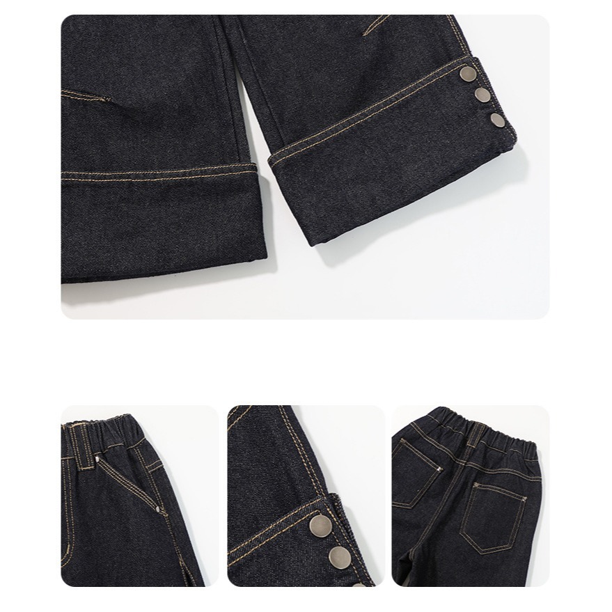 復古水洗翻折設計長褲S503127-細節圖5