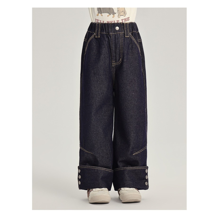 復古水洗翻折設計長褲S503127-細節圖6