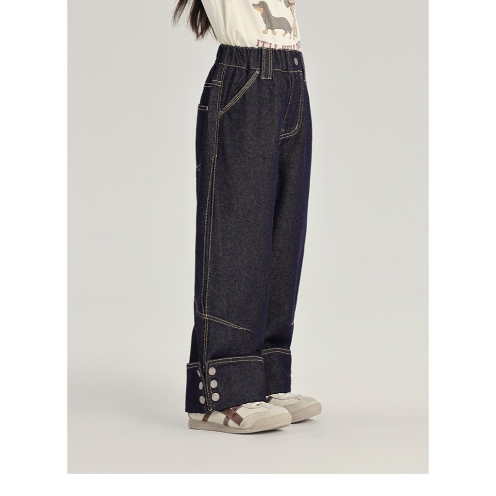 復古水洗翻折設計長褲S503127-細節圖8