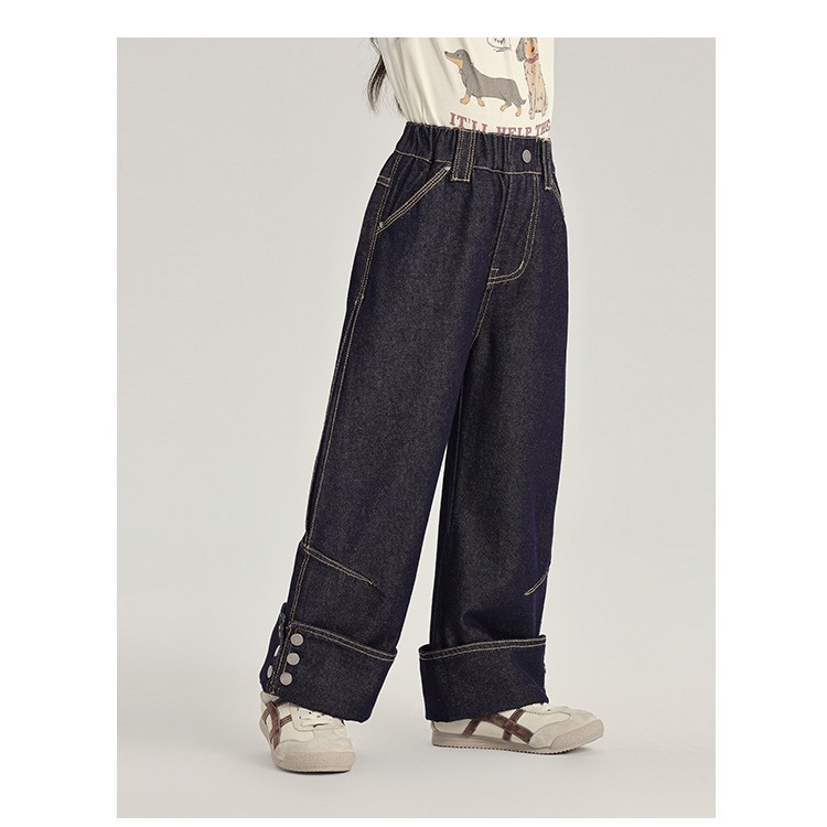 復古水洗翻折設計長褲S503127-細節圖10