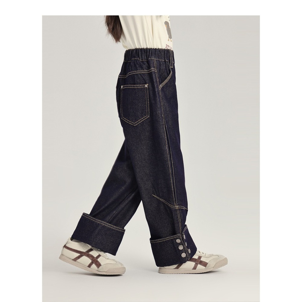 復古水洗翻折設計長褲S503127-細節圖11