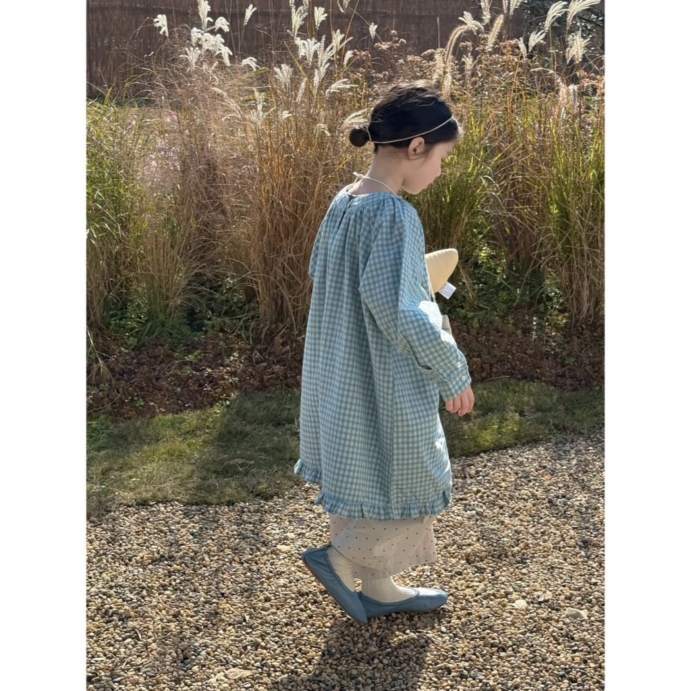 藍色花邊格子連衣裙S503202-細節圖7