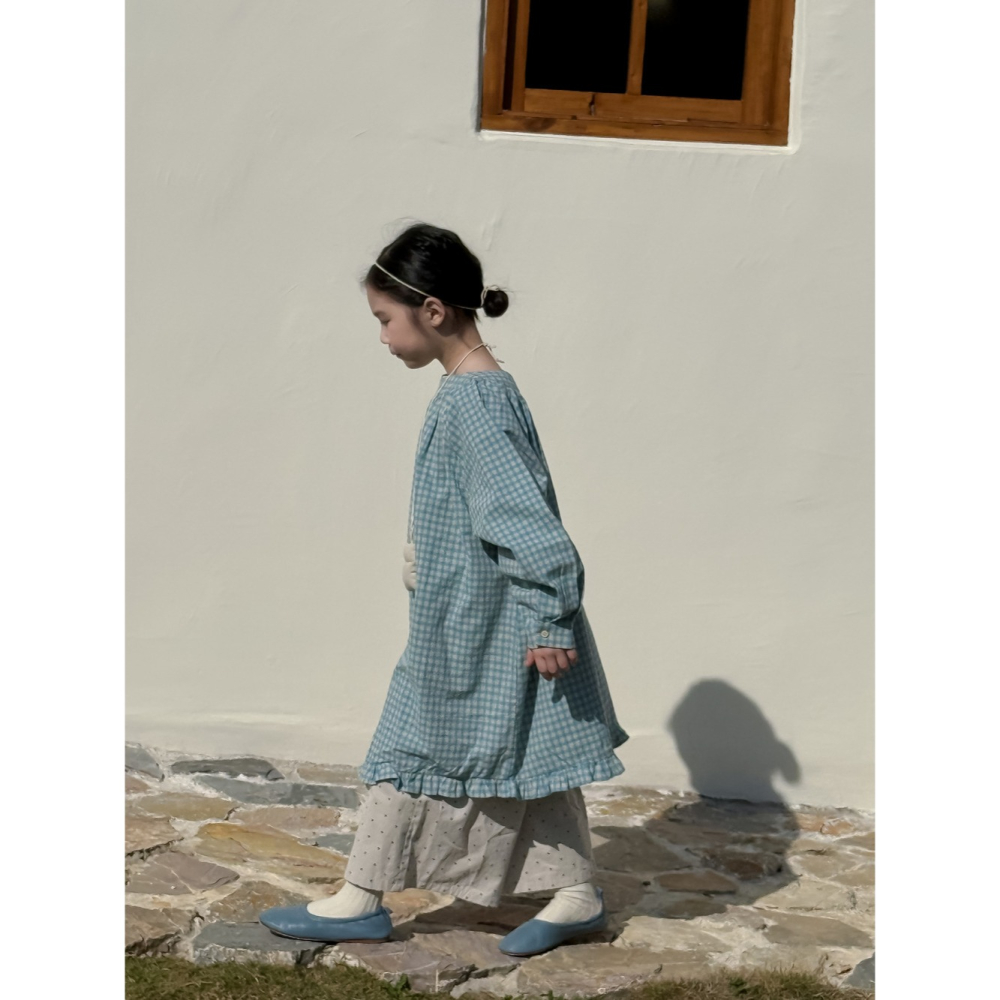 藍色花邊格子連衣裙S503202-細節圖9