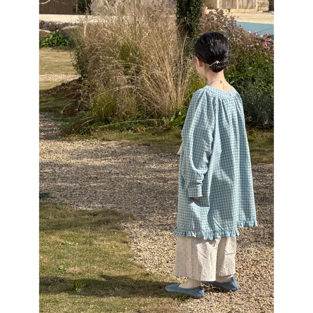 藍色花邊格子連衣裙S503202-細節圖10