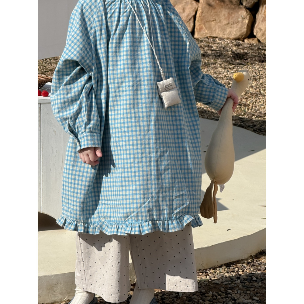 藍色花邊格子連衣裙S503202-細節圖11