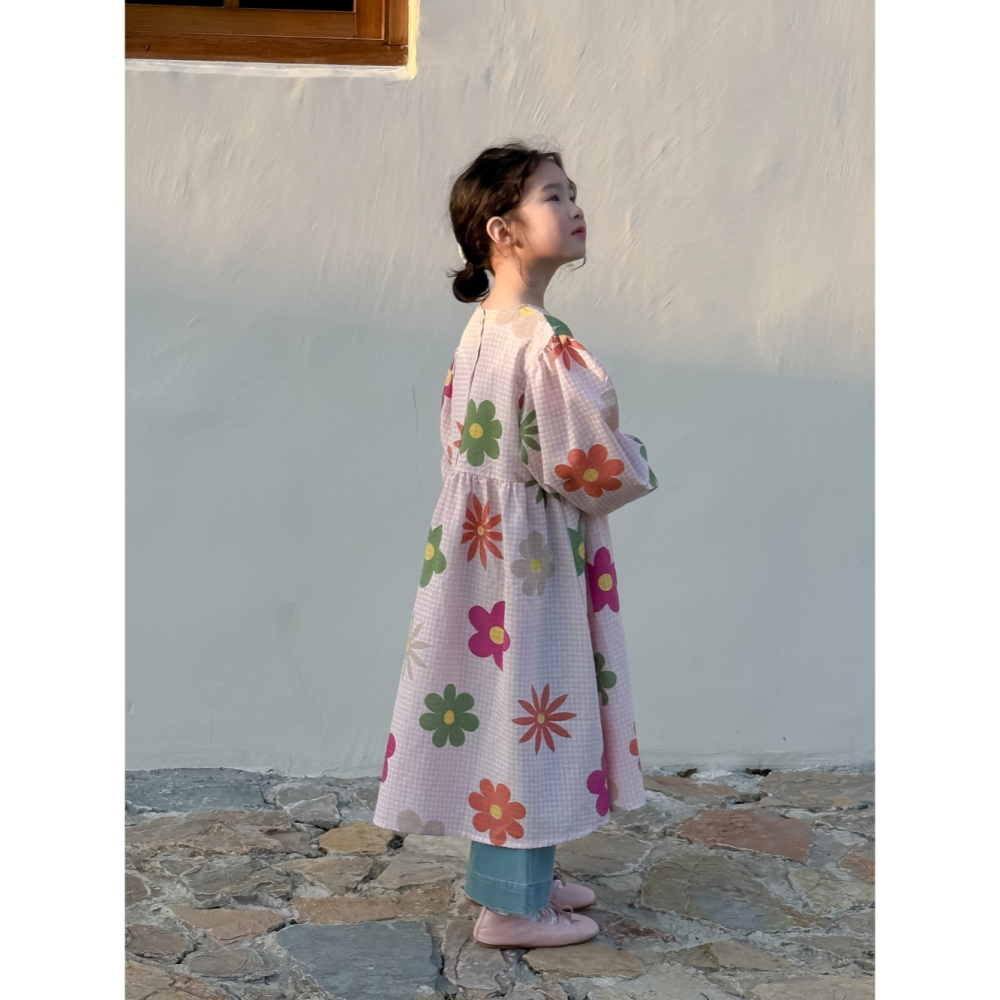 小格子大花連衣裙S503209-細節圖3