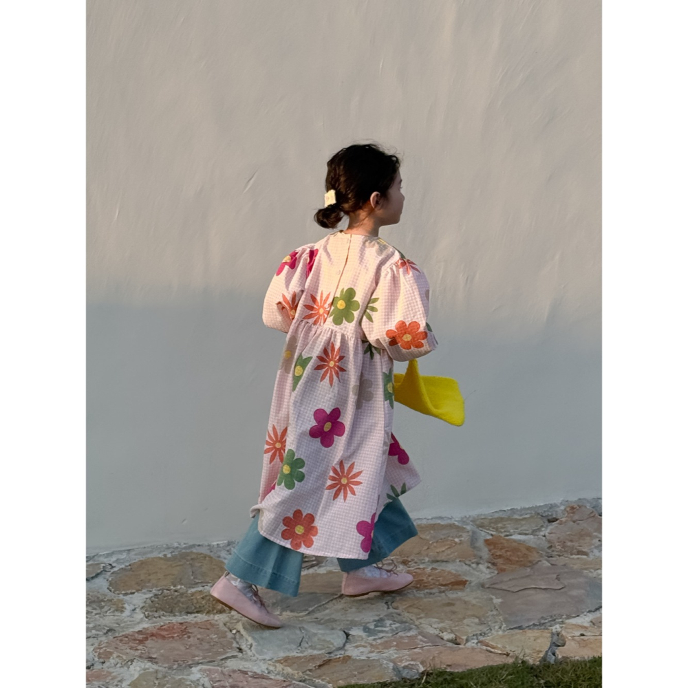 小格子大花連衣裙S503209-細節圖4